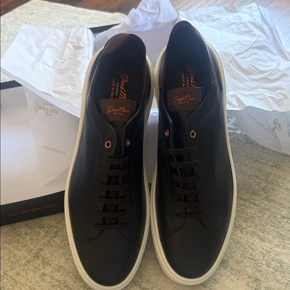 Goodman Brand Black Leather Low-Top Sneakers Men-18